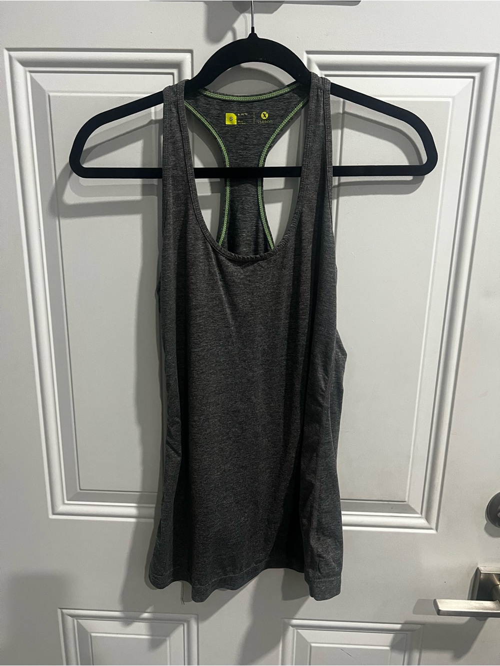 Xersion Charcoal Gray Racerback Tank with Neon Green Trim